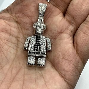 ROBOT STERLING SILVER 925 CZ GOLD PLATED SILVER